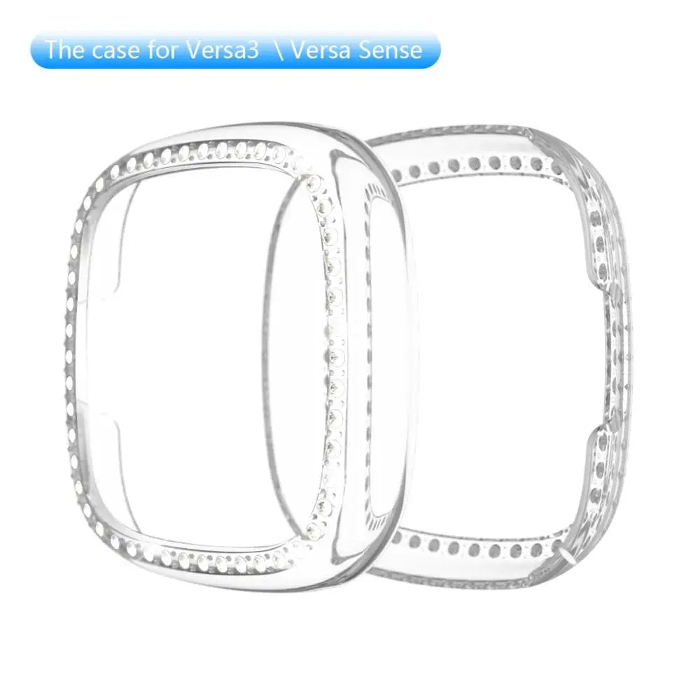 Diamond Case Cover For Fitbit Versa 3 band Crystal protective bumper Shell for fitbit sense/ Versa3 watch Shockproof protector