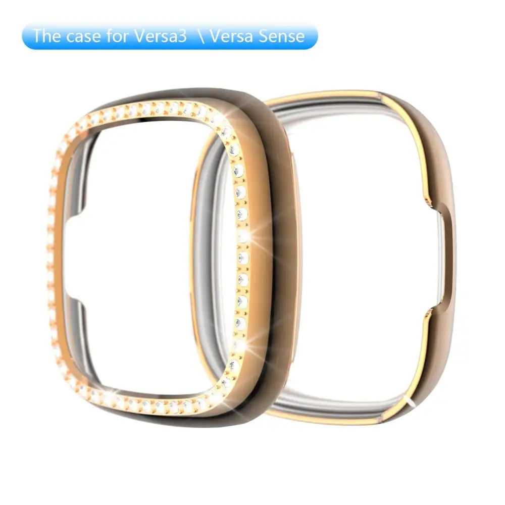 Diamond Case Cover For Fitbit Versa 3 band Crystal protective bumper Shell for fitbit sense/ Versa3 watch Shockproof protector