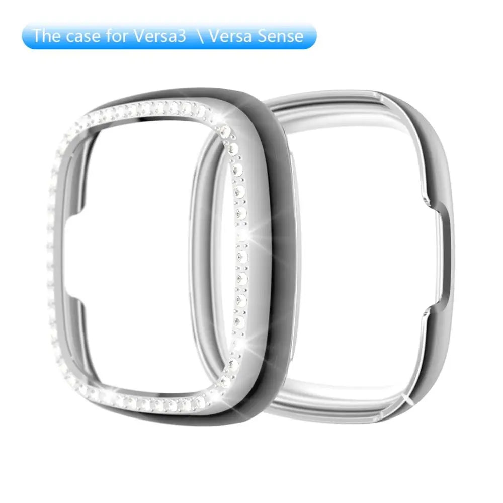 Diamond Case Cover For Fitbit Versa 3 band Crystal protective bumper Shell for fitbit sense/ Versa3 watch Shockproof protector
