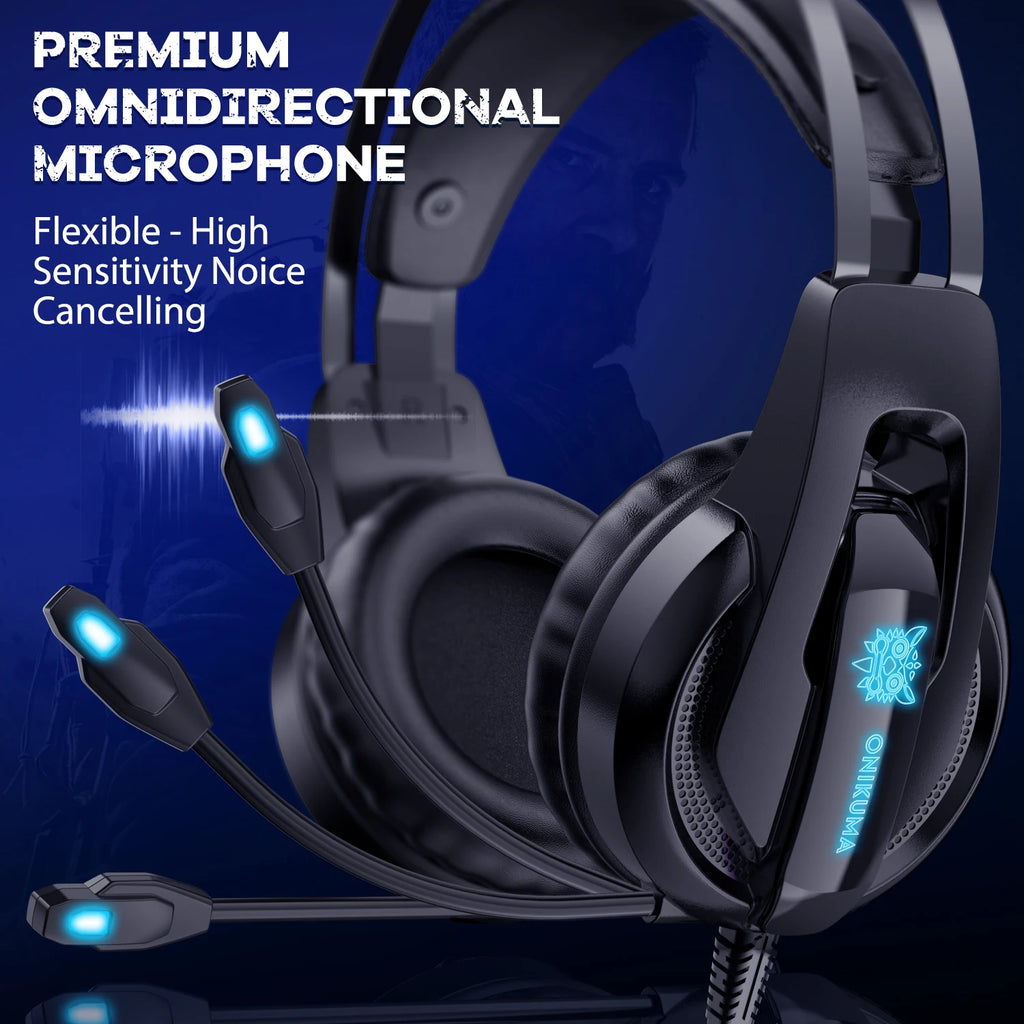 K16 Gaming Headsets Gamer Headphones Wired Earphones USB Microphone with Computer Mac OnePS4 RGB Light PC Gamer Laptop