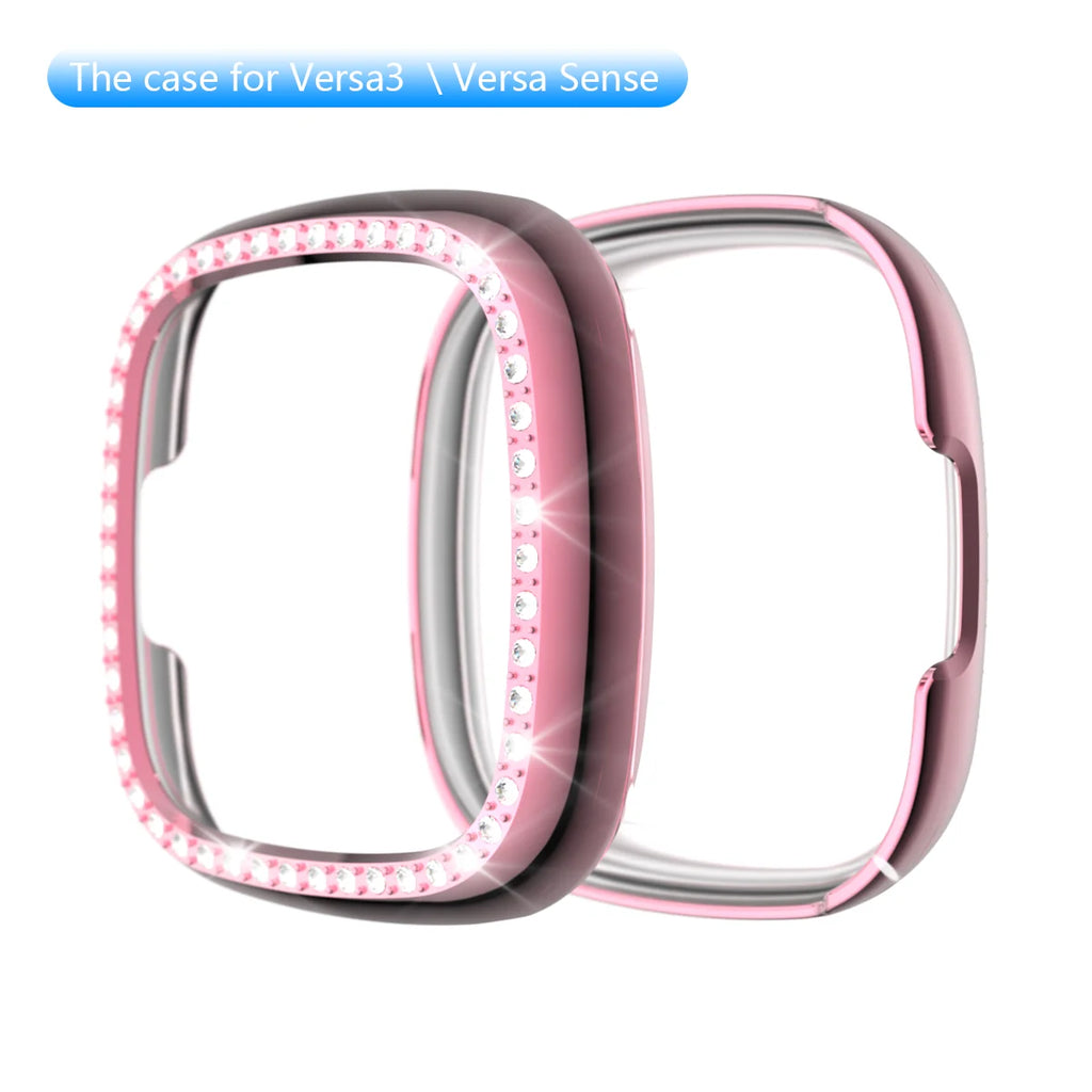 Diamond Case Cover For Fitbit Versa 3 band Crystal protective bumper Shell for fitbit sense/ Versa3 watch Shockproof protector