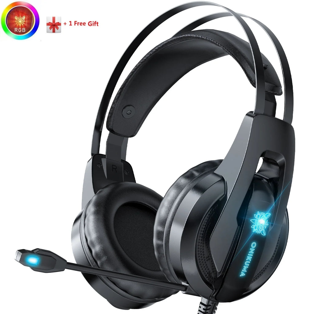 K16 Gaming Headsets Gamer Headphones Wired Earphones USB Microphone with Computer Mac OnePS4 RGB Light PC Gamer Laptop