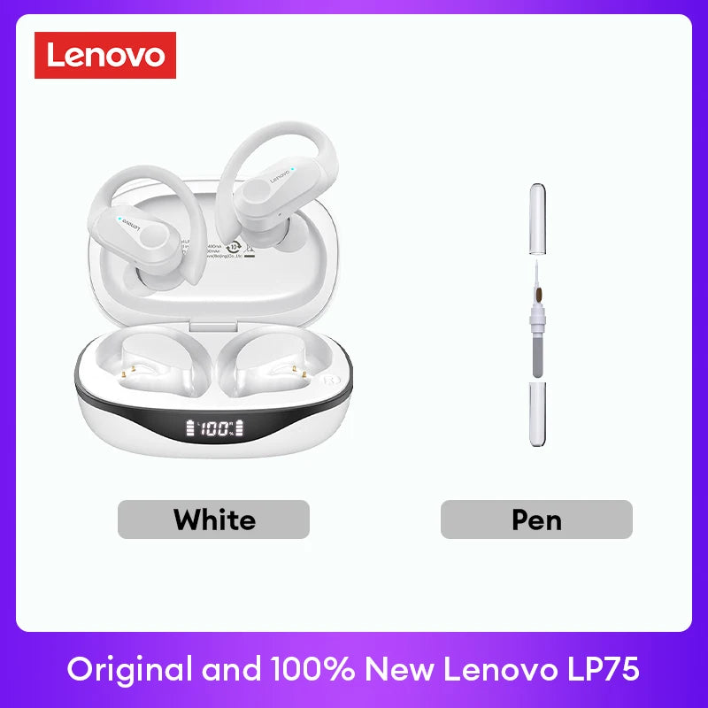 Lenovo LP75 TWS Bluetooth V5.3 Headphones Wireless LED Digital Display Earphones Noise Reduction Waterproof Headset New