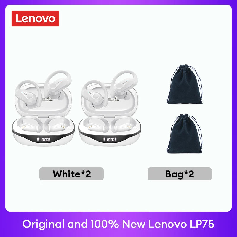 Lenovo LP75 TWS Bluetooth V5.3 Headphones Wireless LED Digital Display Earphones Noise Reduction Waterproof Headset New