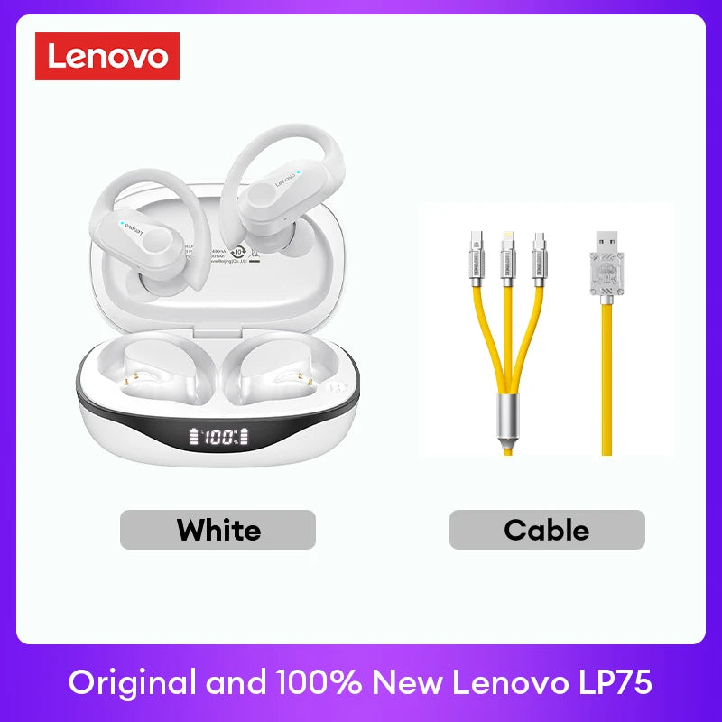 Lenovo LP75 TWS Bluetooth V5.3 Headphones Wireless LED Digital Display Earphones Noise Reduction Waterproof Headset New