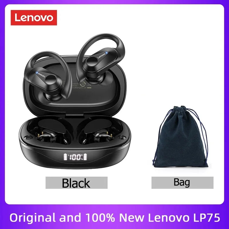 Lenovo LP75 TWS Bluetooth V5.3 Headphones Wireless LED Digital Display Earphones Noise Reduction Waterproof Headset New