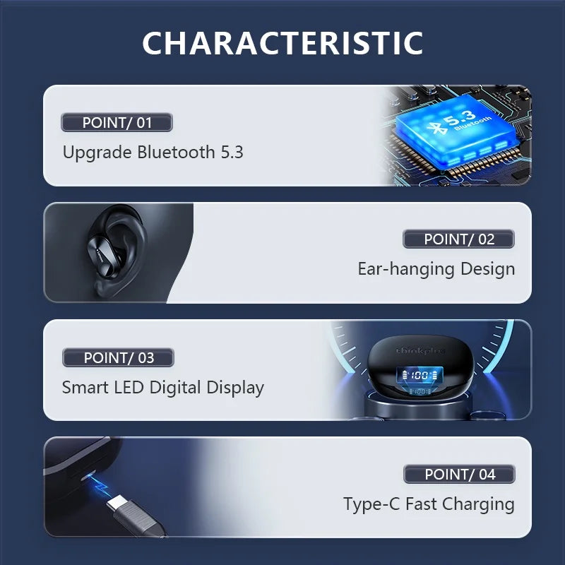 Lenovo LP75 TWS Bluetooth V5.3 Headphones Wireless LED Digital Display Earphones Noise Reduction Waterproof Headset New