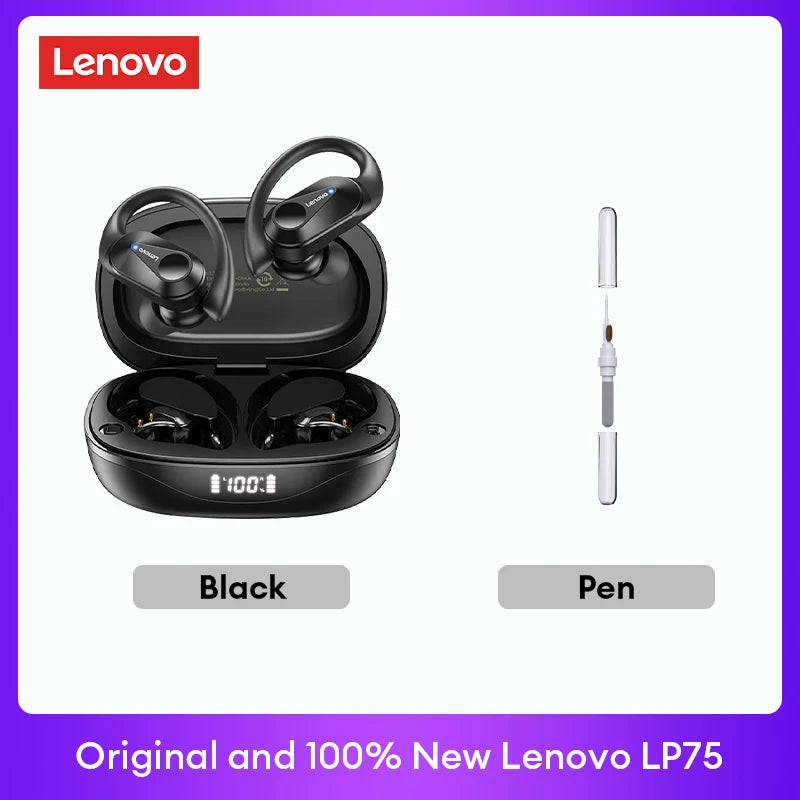 Lenovo LP75 TWS Bluetooth V5.3 Headphones Wireless LED Digital Display Earphones Noise Reduction Waterproof Headset New