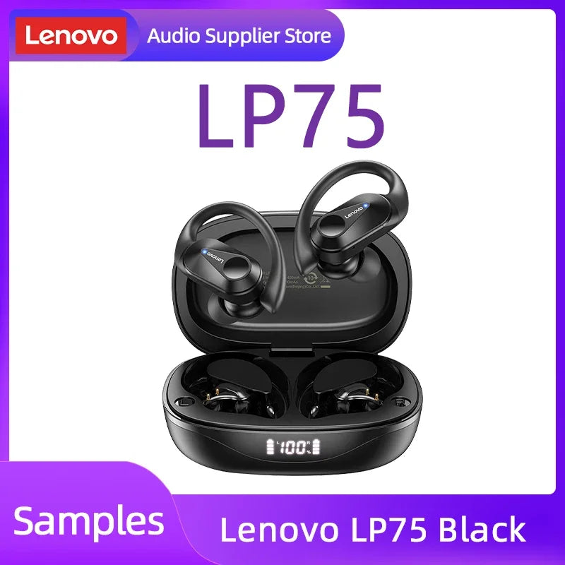 Lenovo LP75 TWS Bluetooth V5.3 Headphones Wireless LED Digital Display Earphones Noise Reduction Waterproof Headset New