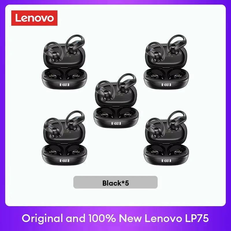 Lenovo LP75 TWS Bluetooth V5.3 Headphones Wireless LED Digital Display Earphones Noise Reduction Waterproof Headset New
