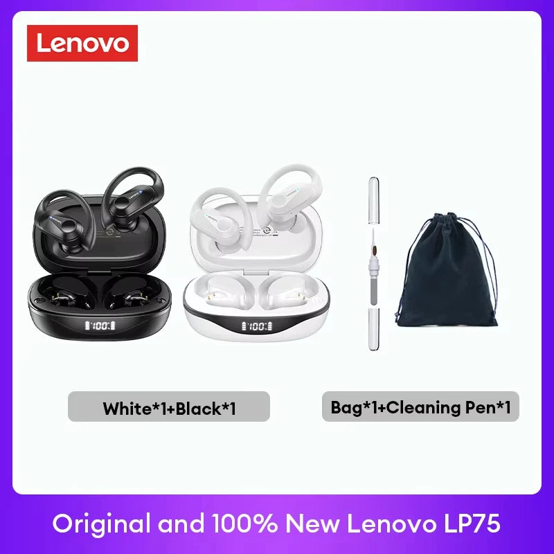 Lenovo LP75 TWS Bluetooth V5.3 Headphones Wireless LED Digital Display Earphones Noise Reduction Waterproof Headset New