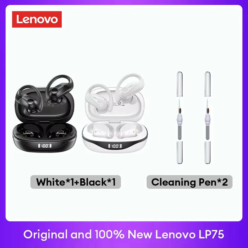 Lenovo LP75 TWS Bluetooth V5.3 Headphones Wireless LED Digital Display Earphones Noise Reduction Waterproof Headset New