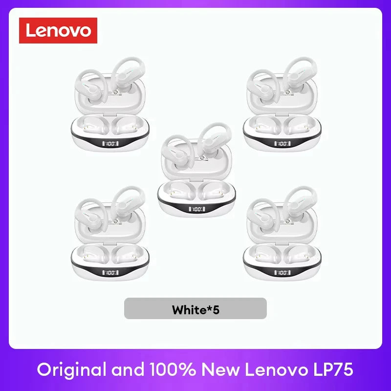 Lenovo LP75 TWS Bluetooth V5.3 Headphones Wireless LED Digital Display Earphones Noise Reduction Waterproof Headset New