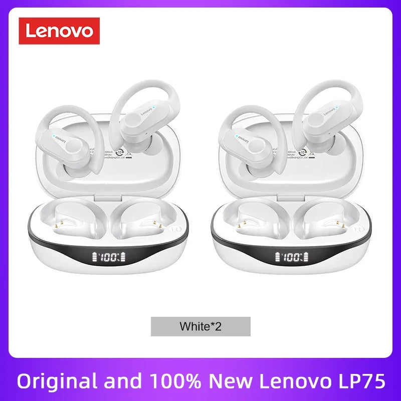 Lenovo LP75 TWS Bluetooth V5.3 Headphones Wireless LED Digital Display Earphones Noise Reduction Waterproof Headset New